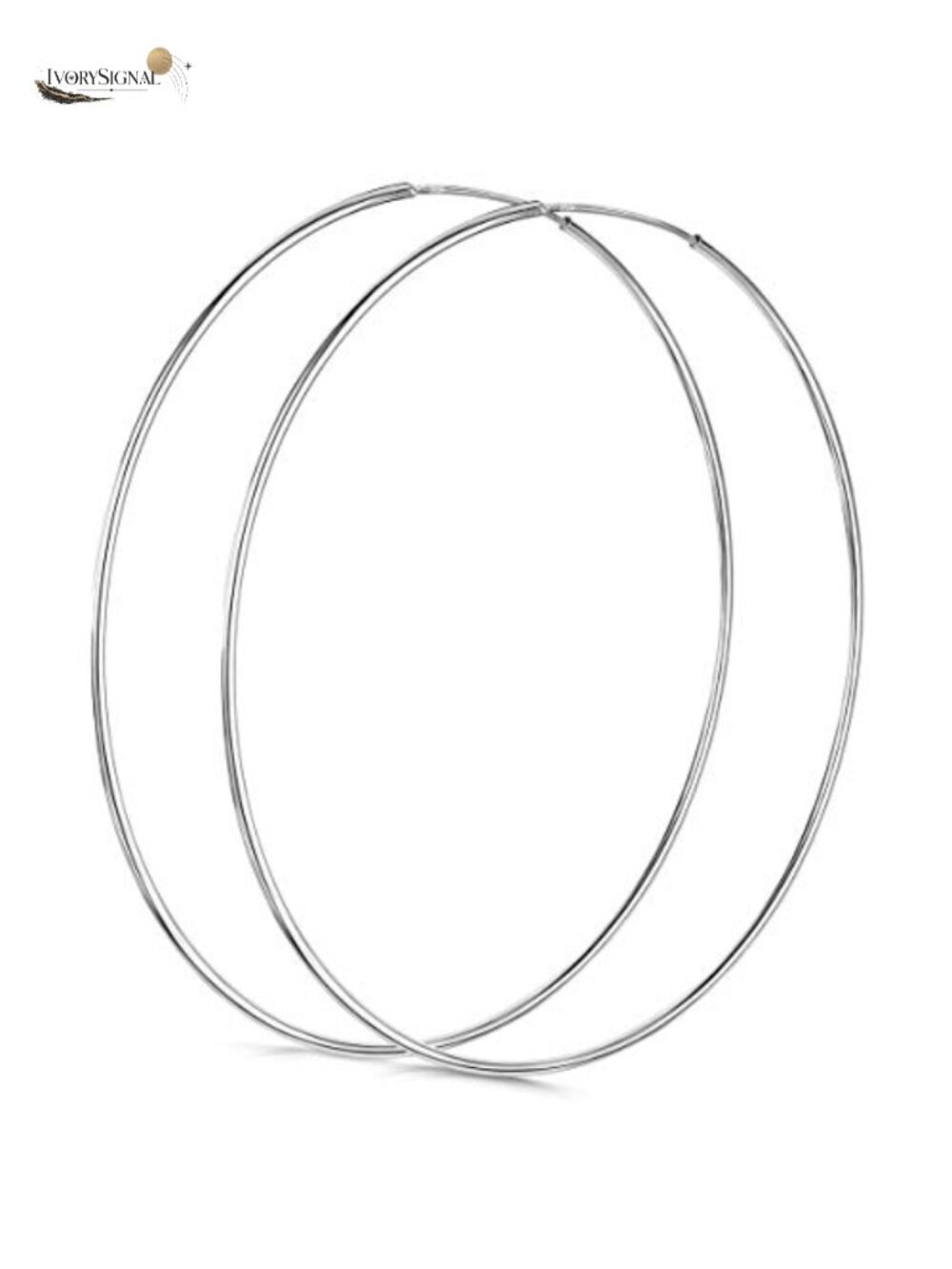 Sterling Silver Hoop Earrings for Women - 75mm Hypoallergenic Sleeper Hoops